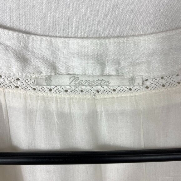 Nenette Linen Lace Short Dress Women Small - Medium Coquette Cottage Romantic - Picture 14 of 16